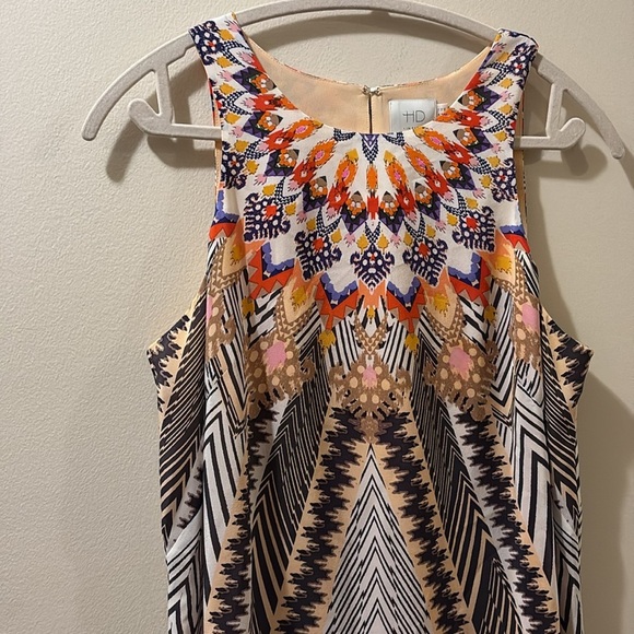 HD Paris - Anthropologie -Chic Multicolor Patterned Midi Dress - 100% silk - 10 - Picture 2 of 8